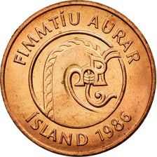 Moneta, Islanda, 50 Aurar, 1986, BB, Acciaio ricoperto in bronzo, KM:26a