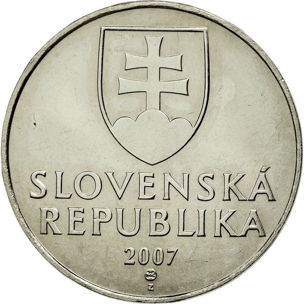 Munten, Slowakije, 2 Koruna, 2007, PR, Nickel plated steel, KM:13