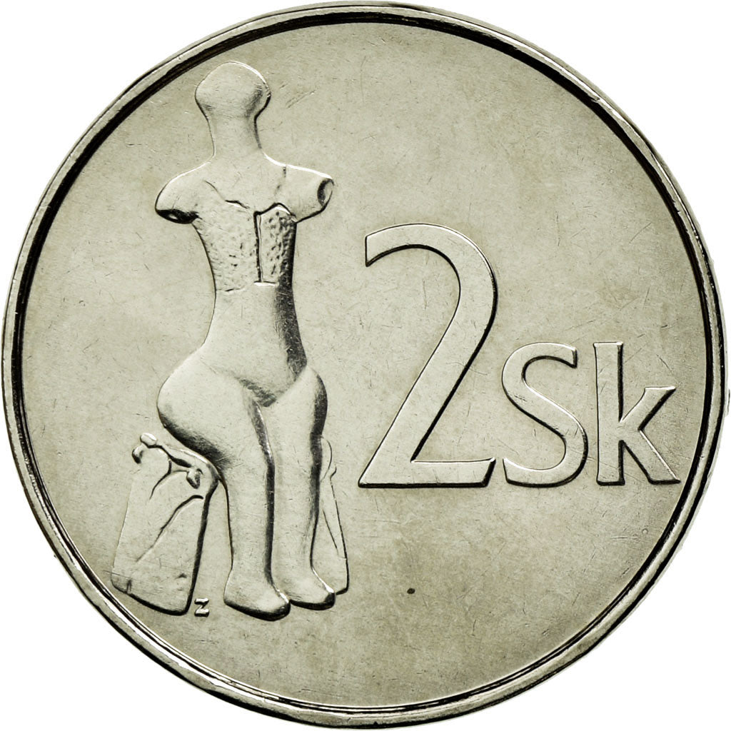 Munten, Slowakije, 2 Koruna, 2007, PR, Nickel plated steel, KM:13