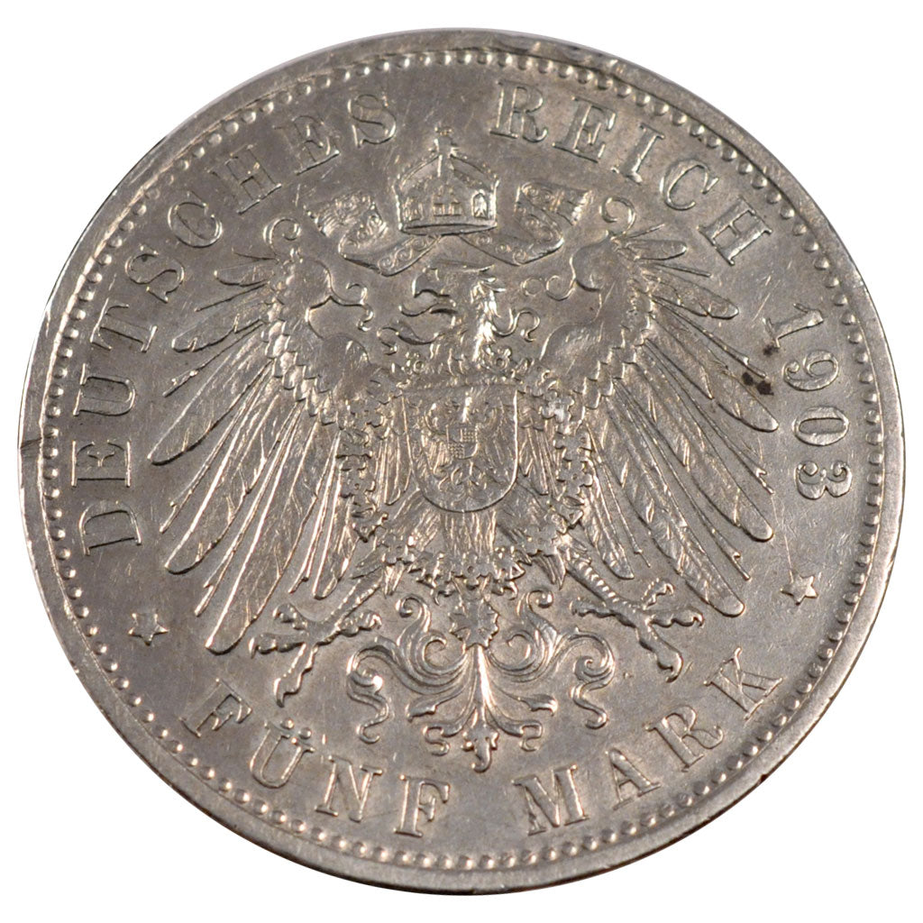 GERMAN STATES, 5 Mark, 1903, Munich, KM #915, EF(40-45), Silver, 38, 27.73
