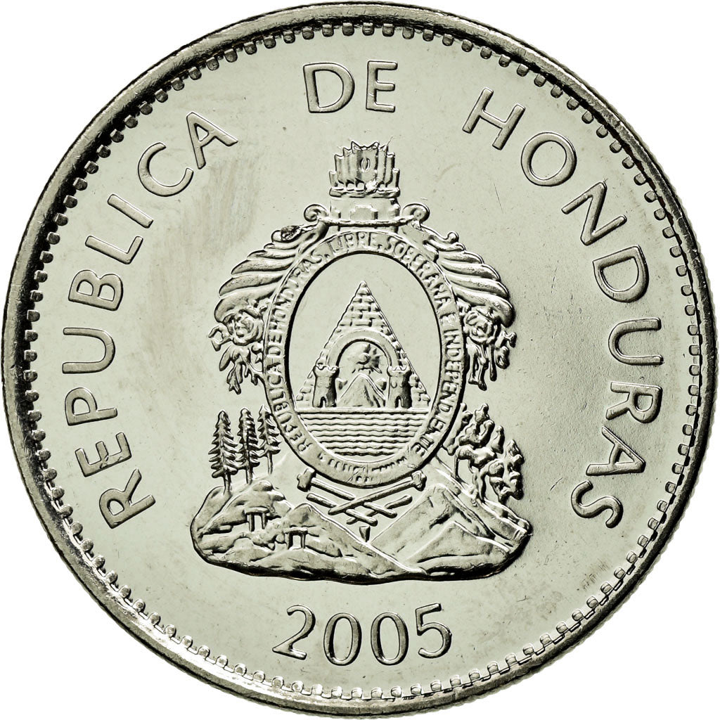 Coin, Honduras, 50 Centavos, 2005, MS(63), Nickel plated steel, KM:84a.2