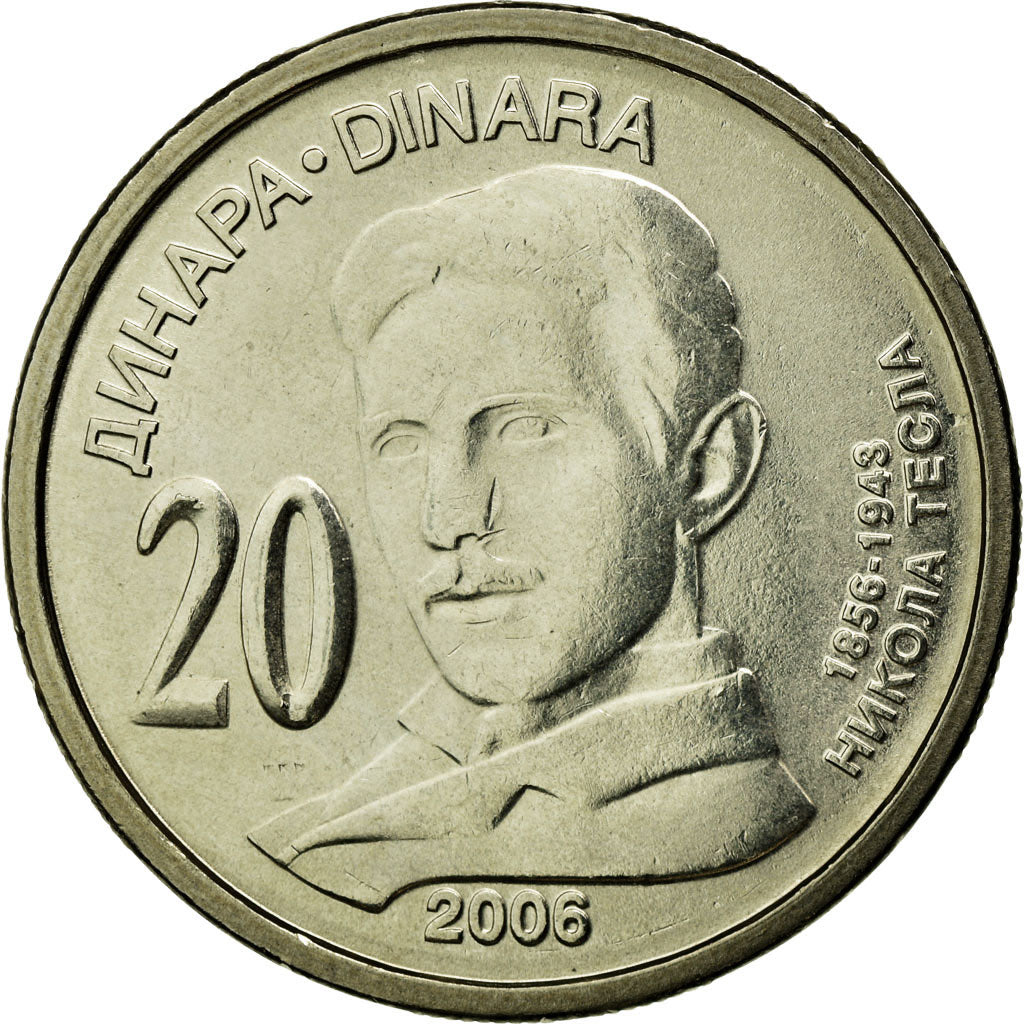 Coin, Serbia, 20 Dinara, 2006, MS(63), Copper-Nickel-Zinc, KM:42