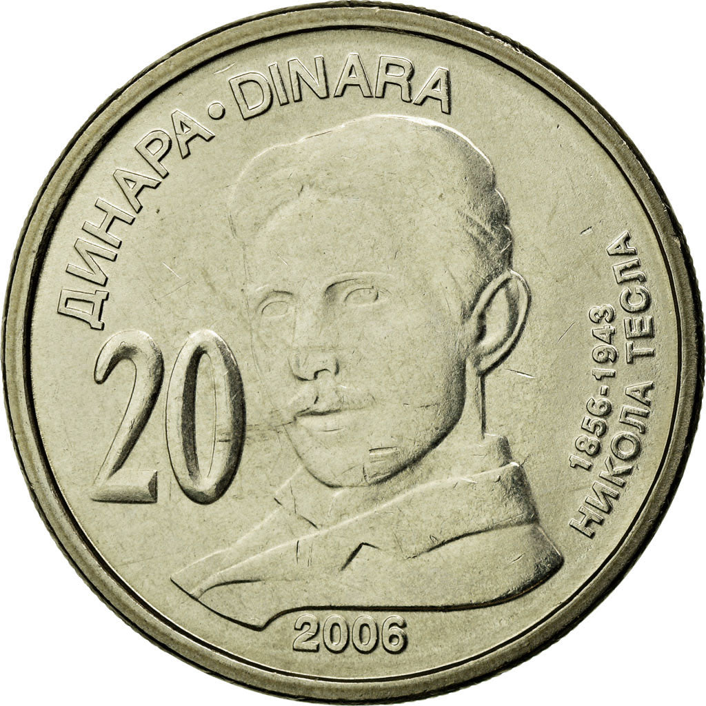 Coin, Serbia, 20 Dinara, 2006, MS(63), Copper-Nickel-Zinc, KM:42