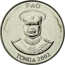Coin, Tonga, King Taufa'ahau Tupou IV, 20 Seniti, 2002, MS(63), Nickel plated