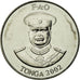 Coin, Tonga, King Taufa'ahau Tupou IV, 20 Seniti, 2002, MS(63), Nickel plated