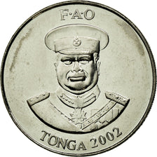 Coin, Tonga, King Taufa'ahau Tupou IV, 20 Seniti, 2002, MS(63), Nickel plated