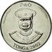 Coin, Tonga, King Taufa'ahau Tupou IV, 20 Seniti, 2002, MS(63), Nickel plated