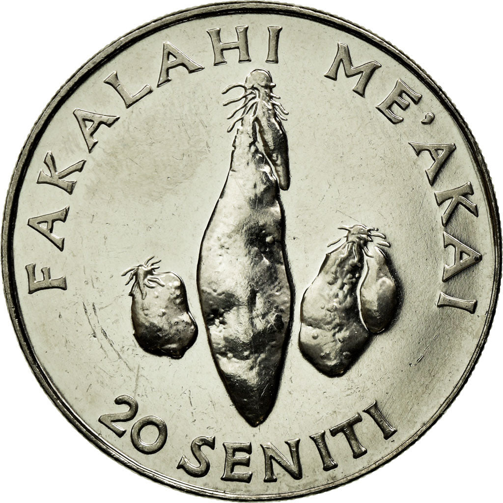 Coin, Tonga, King Taufa'ahau Tupou IV, 20 Seniti, 2002, MS(63), Nickel plated