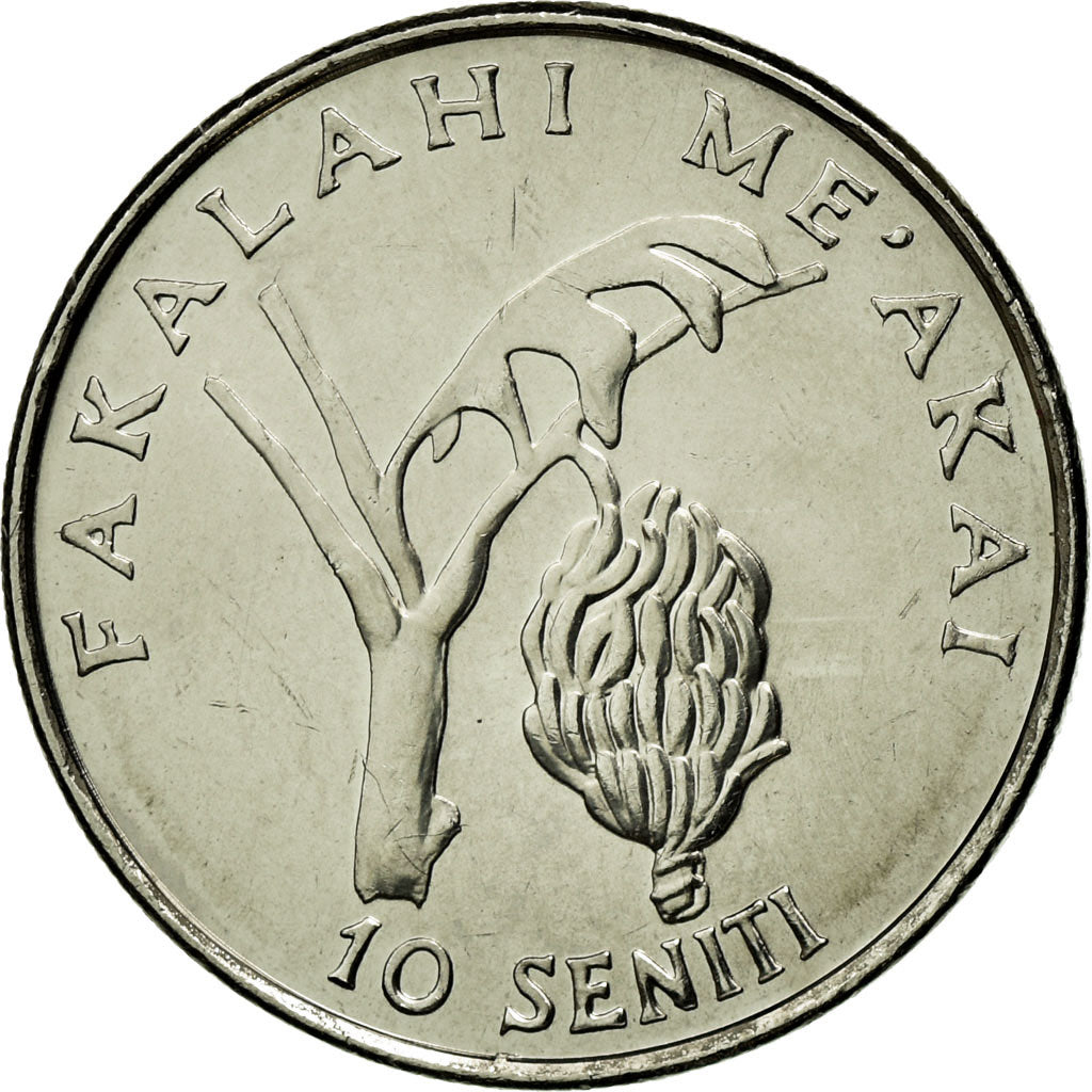 Moneta, Tonga, King Taufa'ahau Tupou IV, 10 Seniti, 2005, AU(55-58), Nickel