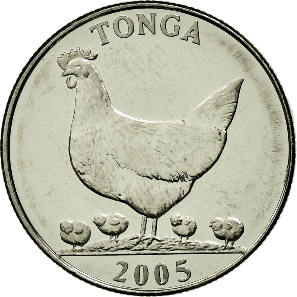 Coin, Tonga, King Taufa'ahau Tupou IV, 5 Seniti, 2005, MS(63), Nickel plated