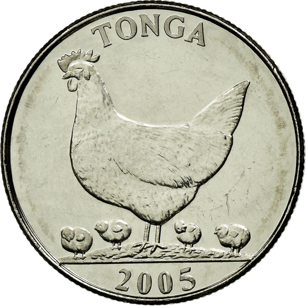 Coin, Tonga, King Taufa'ahau Tupou IV, 5 Seniti, 2005, MS(63), Nickel plated