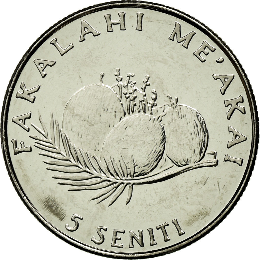 Coin, Tonga, King Taufa'ahau Tupou IV, 5 Seniti, 2005, MS(63), Nickel plated
