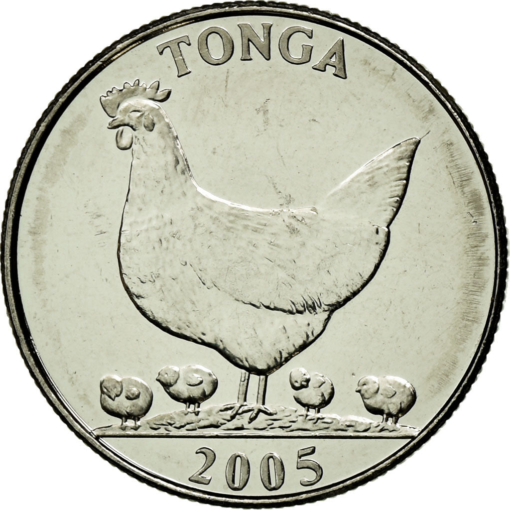 Coin, Tonga, King Taufa'ahau Tupou IV, 5 Seniti, 2005, MS(63), Nickel plated