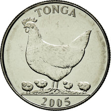 Coin, Tonga, King Taufa'ahau Tupou IV, 5 Seniti, 2005, MS(63), Nickel plated