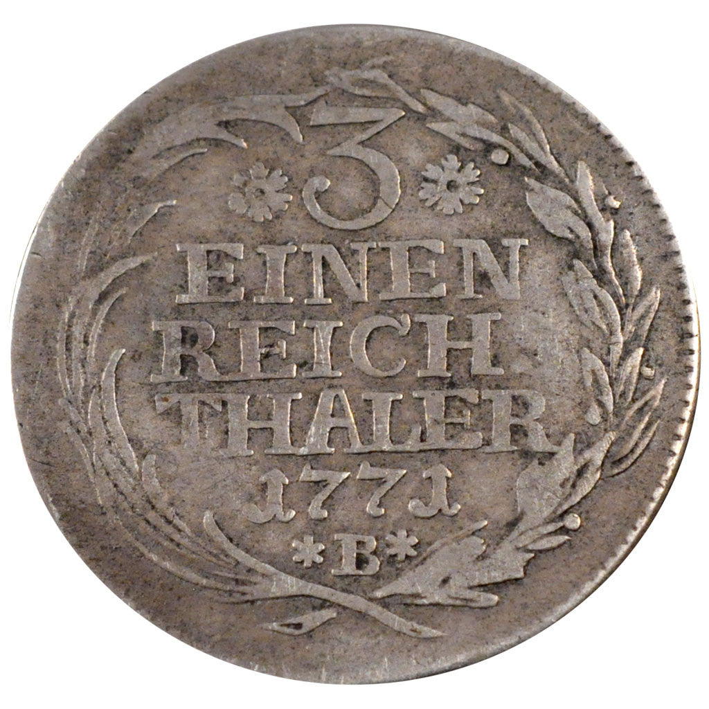 GERMAN STATES, 1/3 Thaler, 1/2 Gulden, 1771, KM #303, VF(20-25), Silver, 7.85
