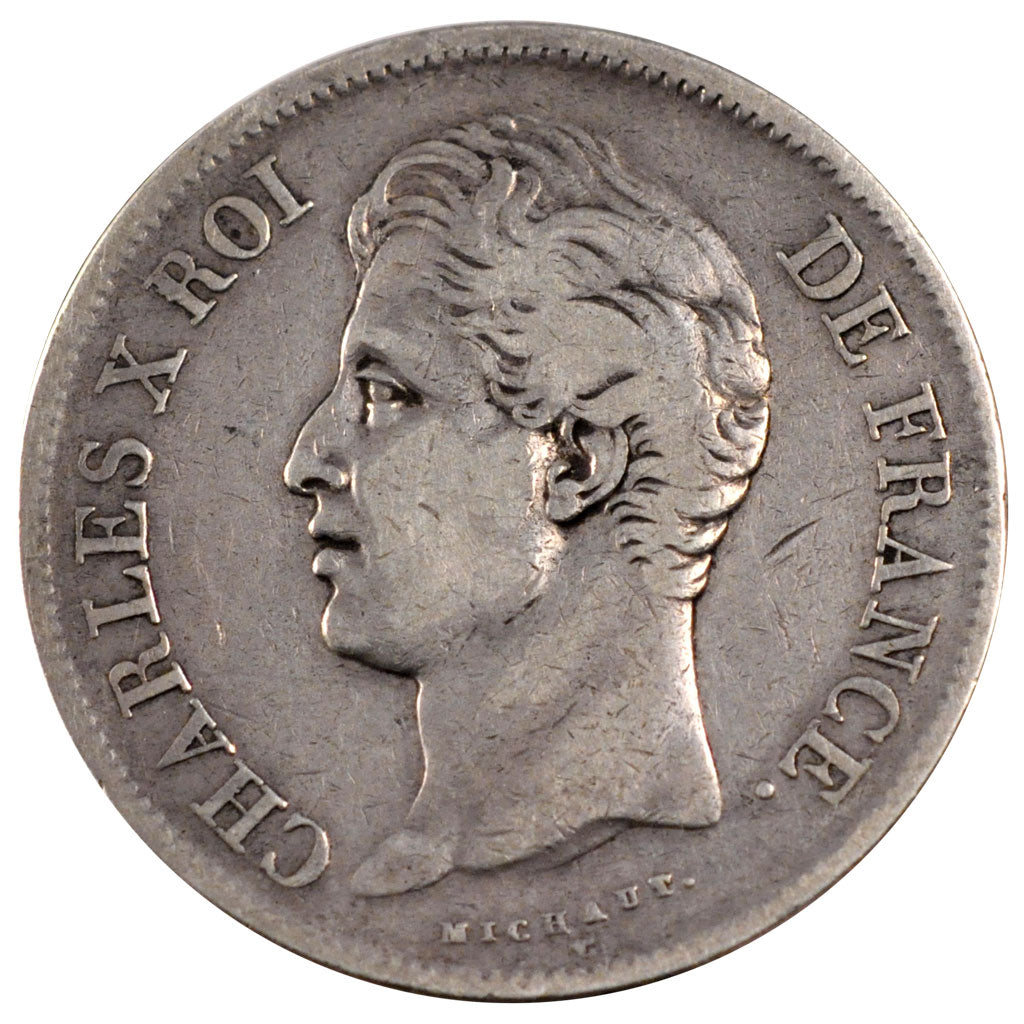 FRANCE, Charles X, 5 Francs, 1827, Lille, KM #728.13, VF(30-35), Silver,...