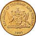 Coin, TRINIDAD & TOBAGO, 5 Cents, 2005, Franklin Mint, MS(63), Bronze, KM:30