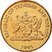 Moeda, TRINDADE E TOBAGO, 5 Cents, 2005, Franklin Mint, MS(63), Bronze, KM:30