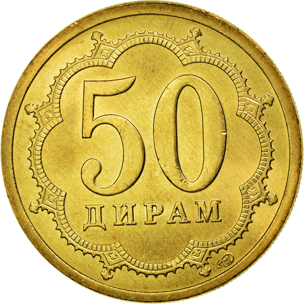 Coin, Tajikistan, 50 Drams, 2006, St. Petersburg, AU(55-58), Brass, KM:6.2