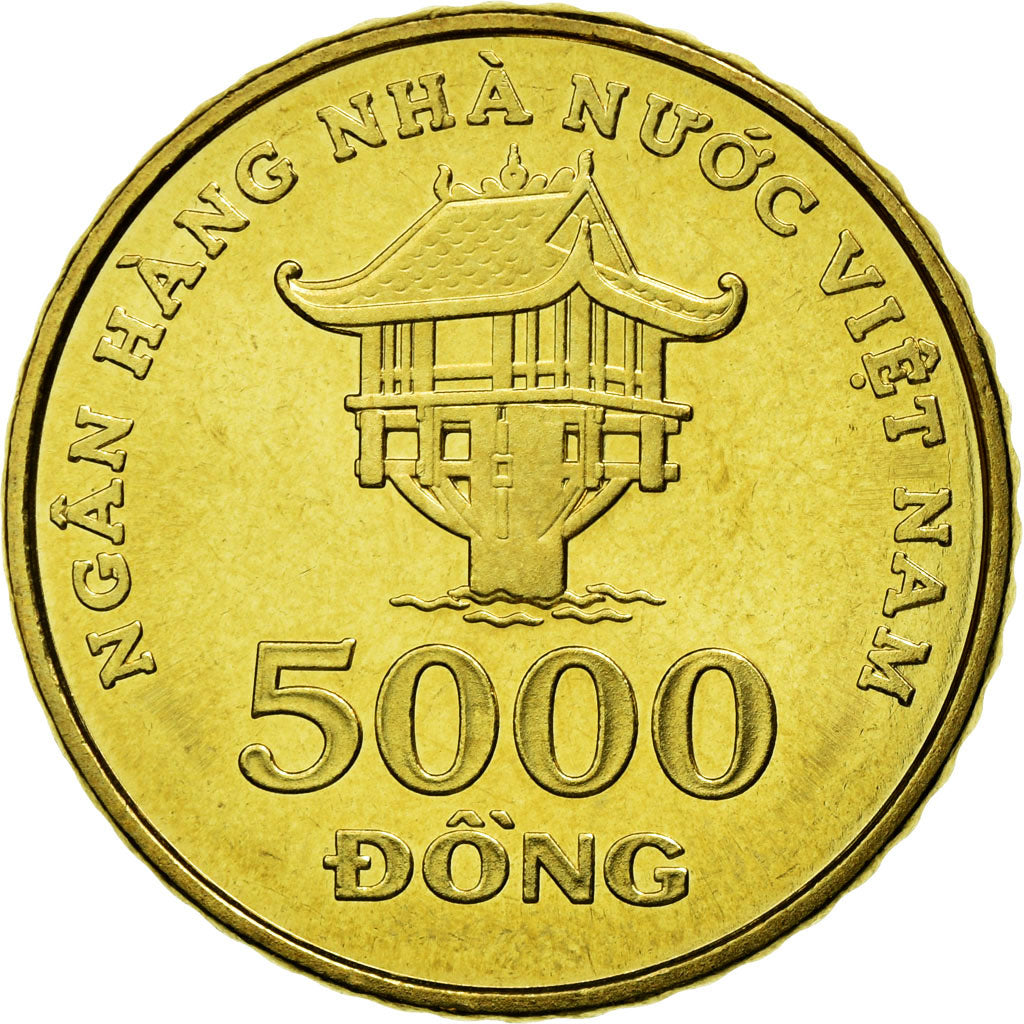Coin, Vietnam, SOCIALIST REPUBLIC, 5000 Dông, 2003, Vantaa, MS(63), Brass