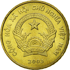 Moeda, Vietname, SOCIALIST REPUBLIC, 5000 Dông, 2003, Vantaa, MS(63), Latão