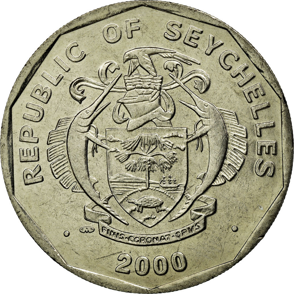 Coin, Seychelles, 5 Rupees, 2000, British Royal Mint, MS(63), Copper-nickel