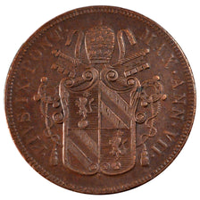 ITALIAN STATES, 5 Baiocchi, 1852, Roma, KM #1356, AU(50-53), Copper, 41.68