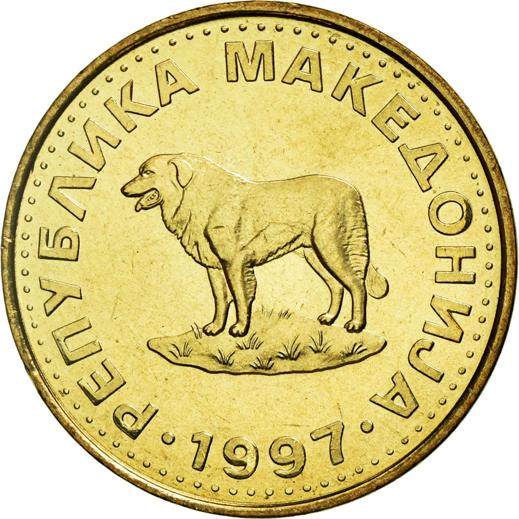 Coin, Macedonia, Denar, 1997, MS(63), Brass, KM:2