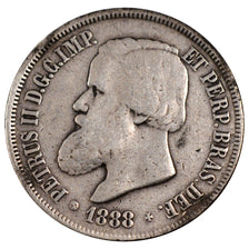 BRAZIL, 2000 Reis, 1888, KM #485, VF(20-25), Silver, 25.46