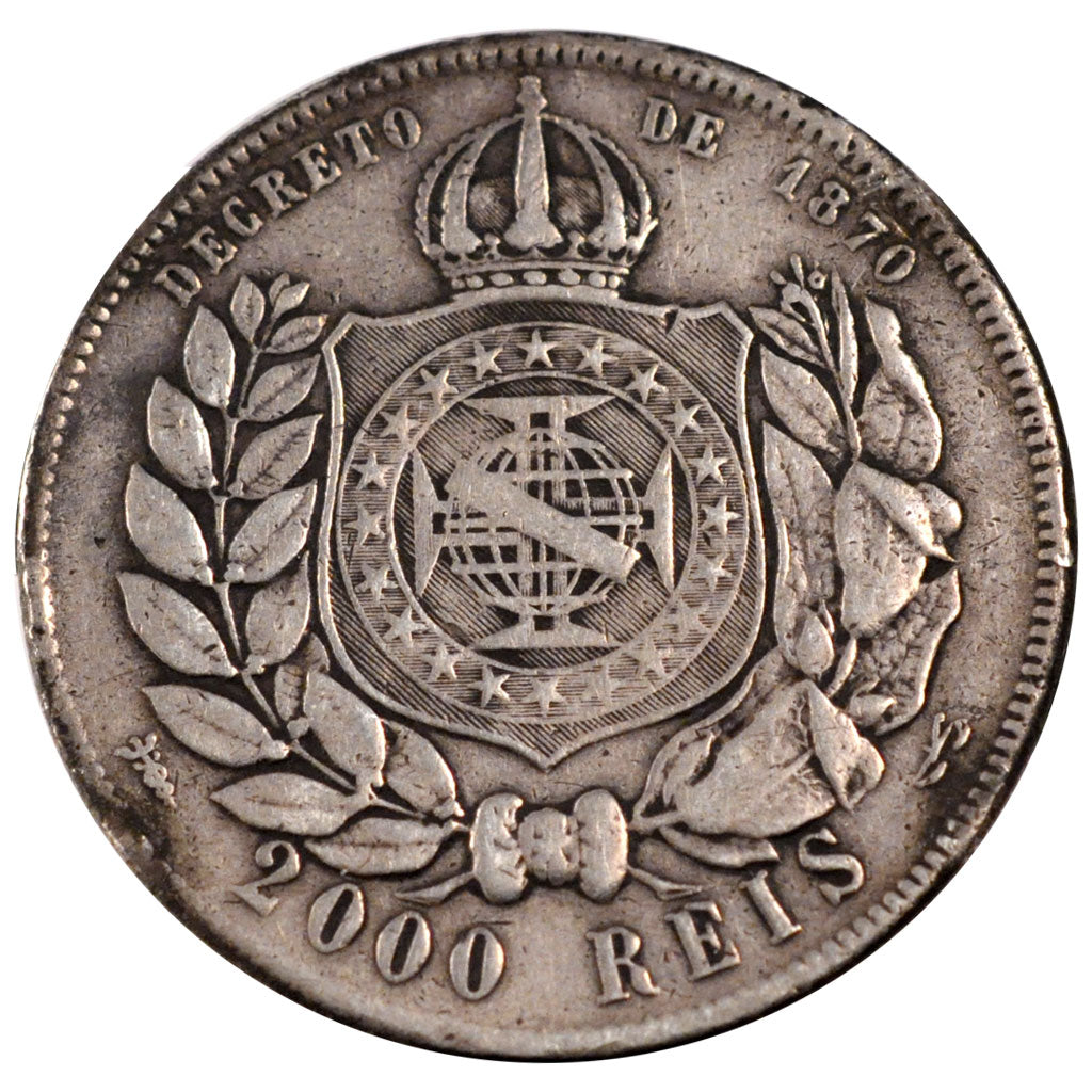 BRAZIL, 2000 Reis, 1888, KM #485, VF(20-25), Silver, 25.46