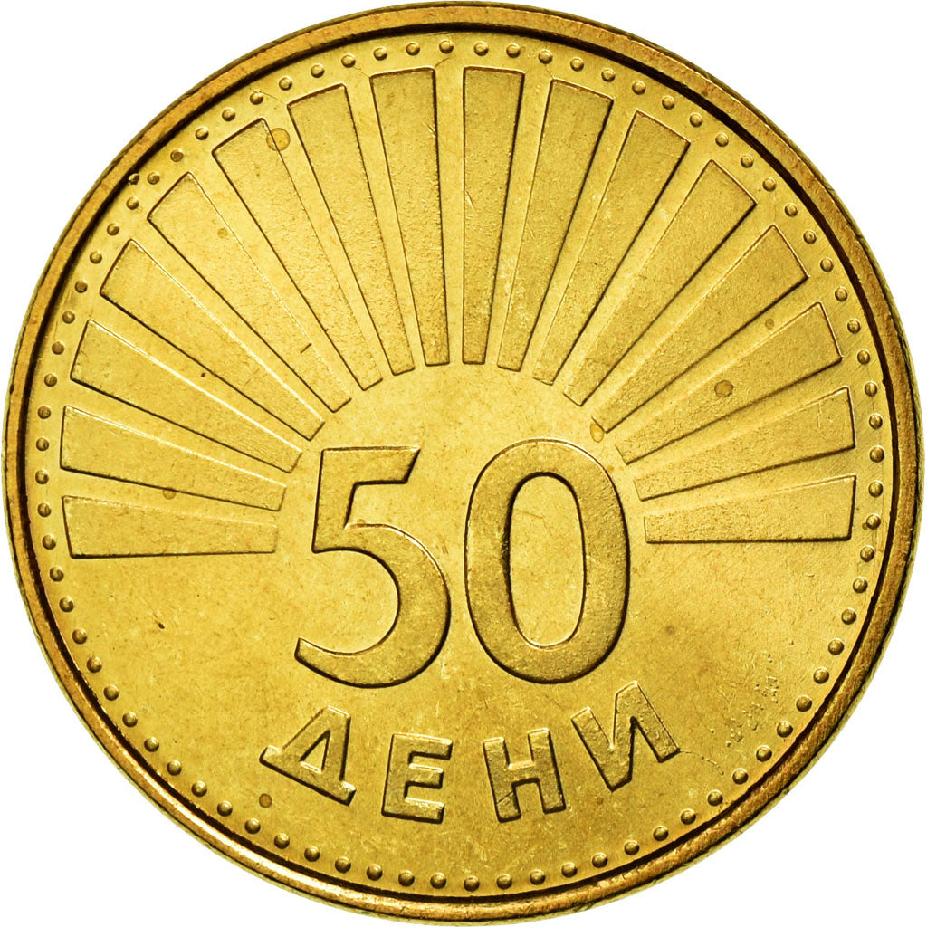 Coin, Macedonia, 50 Deni, 1993, MS(63), Brass, KM:1