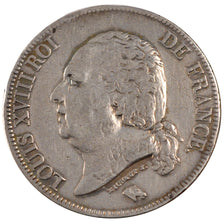 FRANCE, Louis XVIII, 5 Francs, 1822, Paris, KM #711.1, VF(30-35), Silver,...