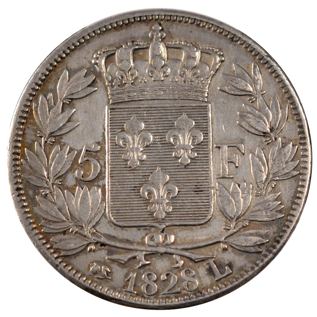Moneta, Francja, Charles X, 5 Francs, 1828, Bayonne, EF(40-45), Srebro