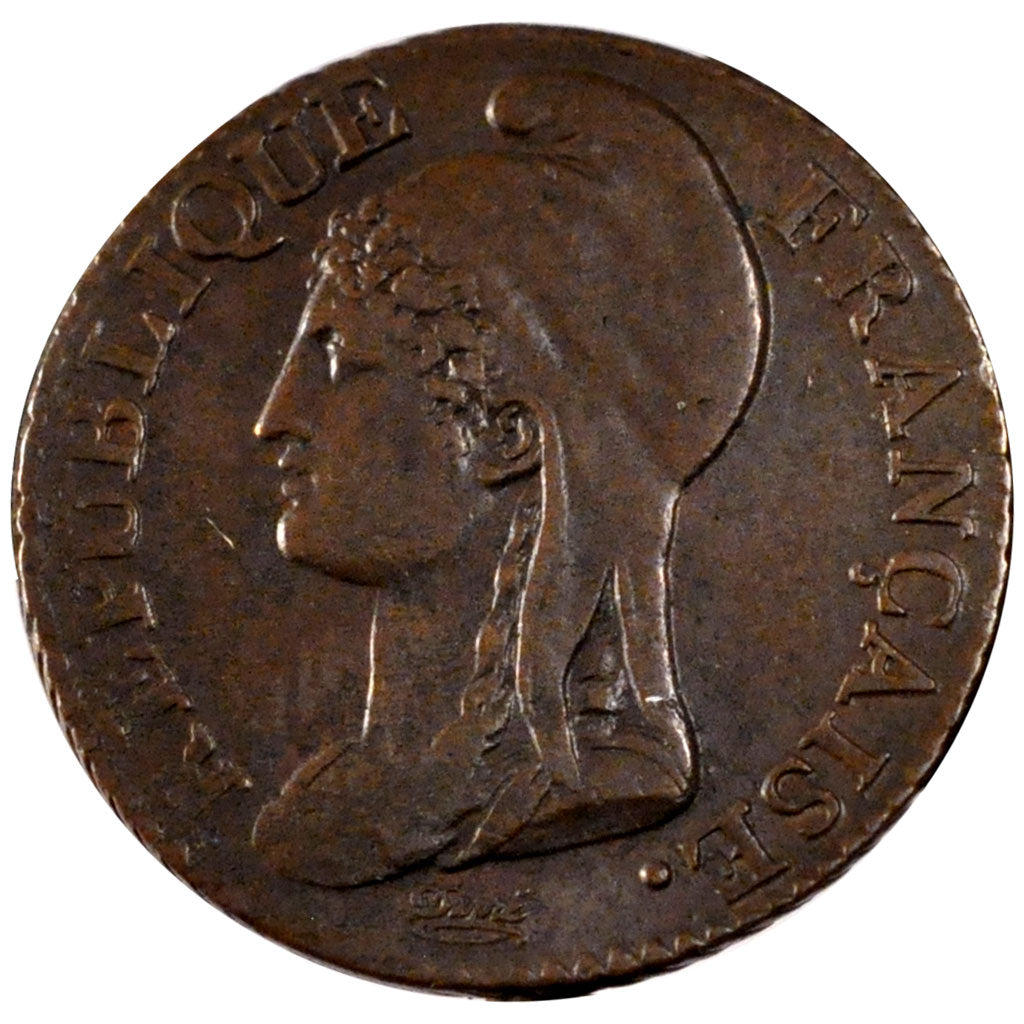 FRANCE, 5 Centimes, 1795, Paris, EF(40-45), Copper, Gadoury #124, 4.53