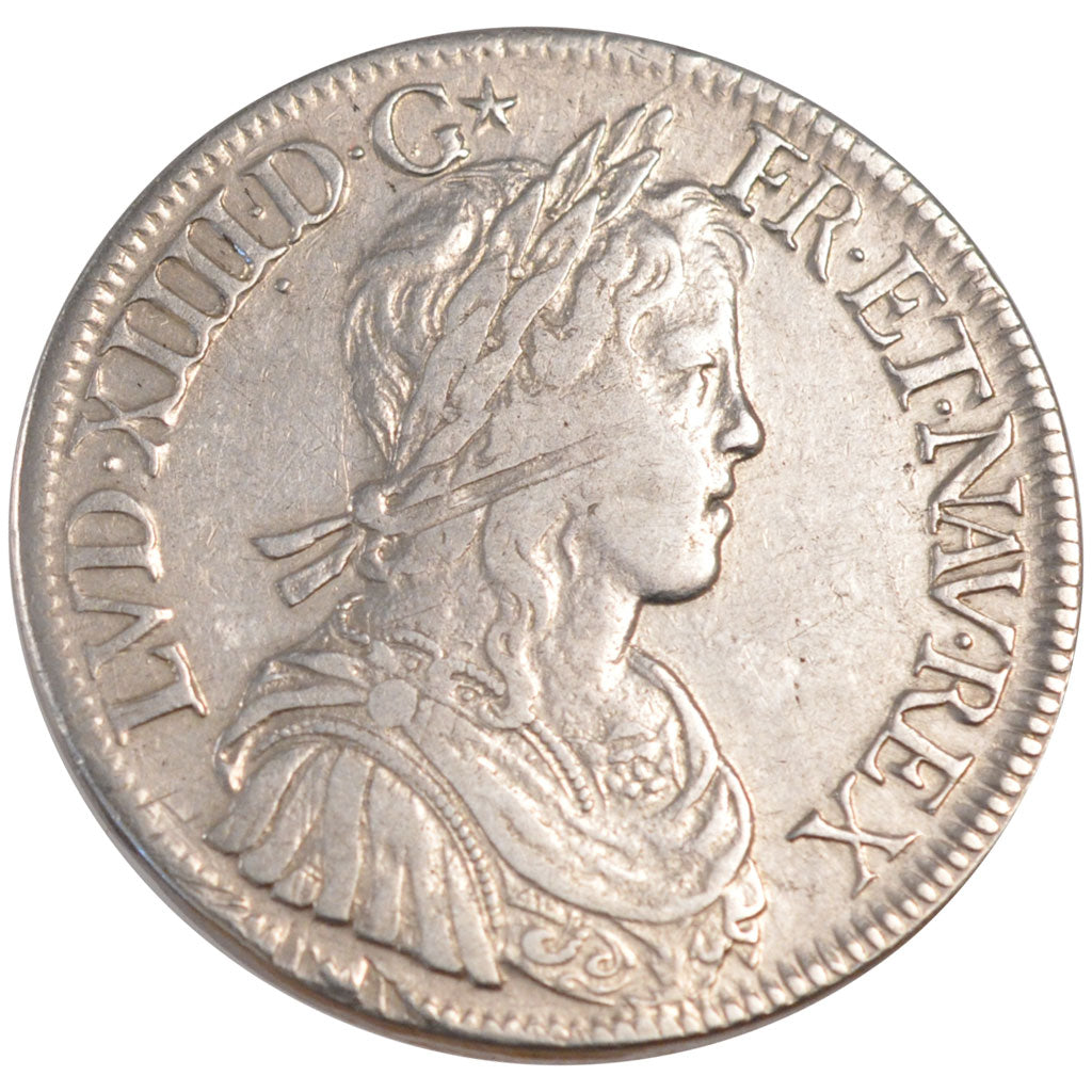 FRANCE, Écu à la mèche longue, ECU, 1652, Paris, KM #155.1, VF(30-35), Silver, G