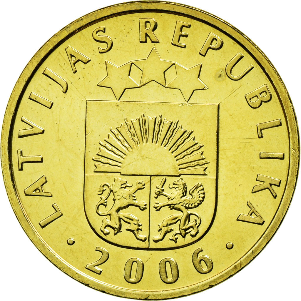 Coin, Latvia, 5 Santimi, 2006, AU(55-58), Nickel-brass, KM:16