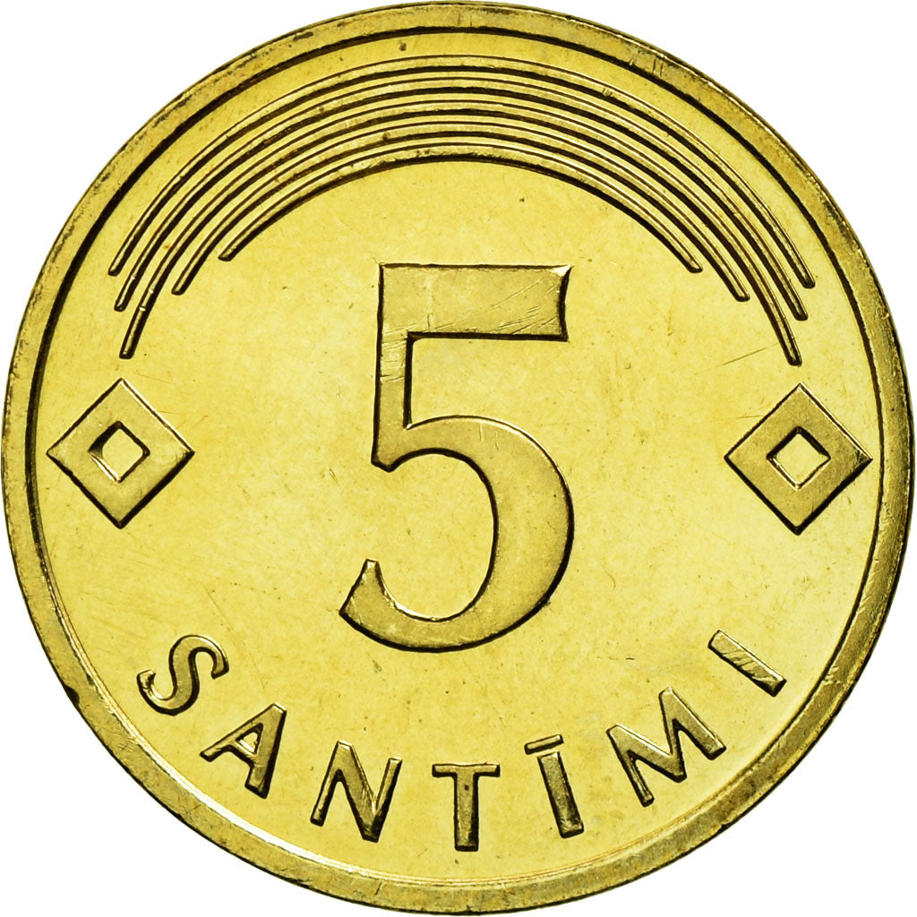 Coin, Latvia, 5 Santimi, 2006, AU(55-58), Nickel-brass, KM:16