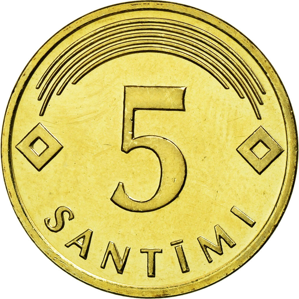 Coin, Latvia, 5 Santimi, 2006, AU(55-58), Nickel-brass, KM:16