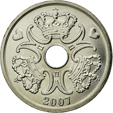 Moeda, Dinamarca, Margrethe II, 5 Kroner, 2007, Brondby, MS(63), Cobre-níquel