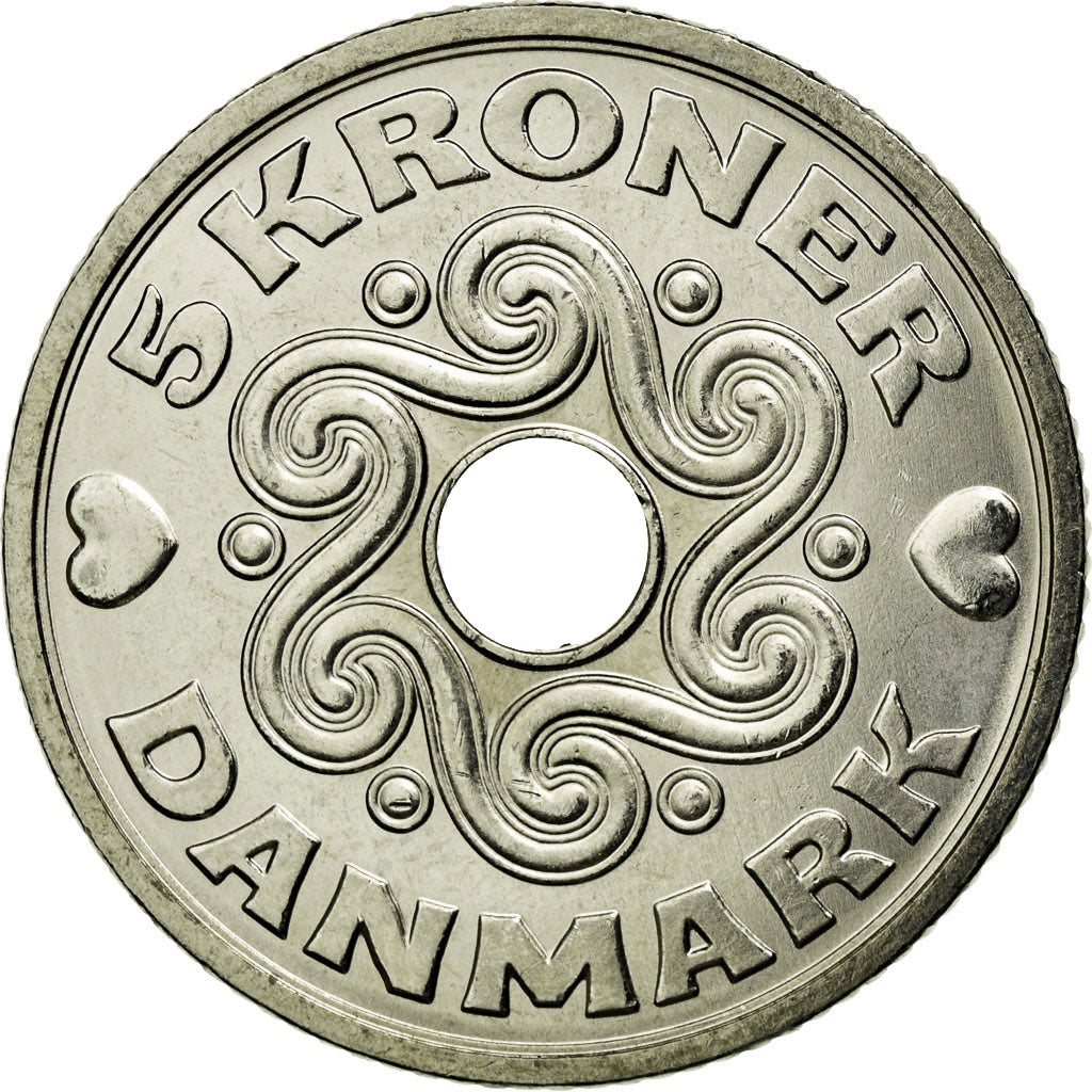 Coin, Denmark, Margrethe II, 5 Kroner, 2007, Brondby, MS(63), Copper-nickel