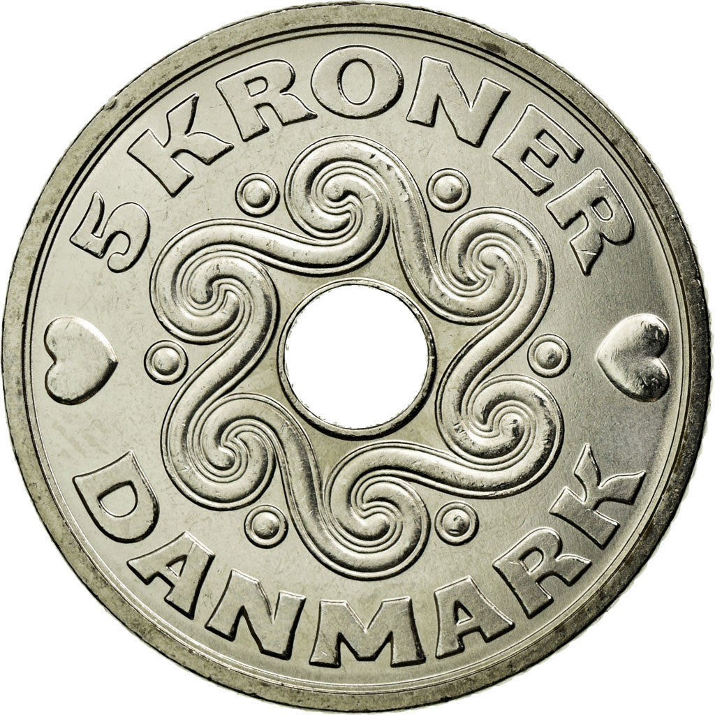 Coin, Denmark, Margrethe II, 5 Kroner, 2007, Brondby, MS(63), Copper-nickel