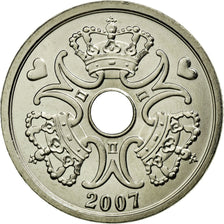 Moeda, Dinamarca, Margrethe II, 2 Kroner, 2007, Brondby, MS(63), Cobre-níquel