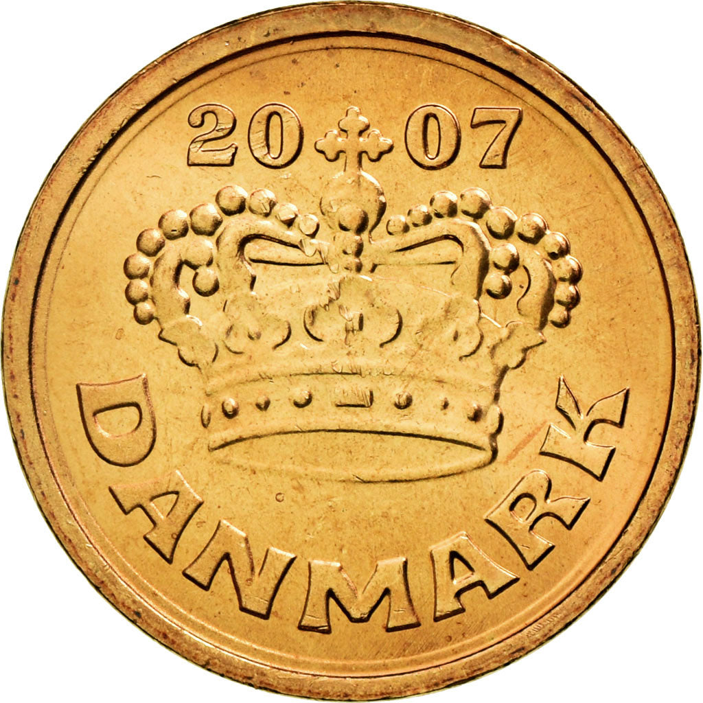 Coin, Denmark, Margrethe II, 25 Öre, 2007, Brondby, MS(63), Bronze, KM:868.2