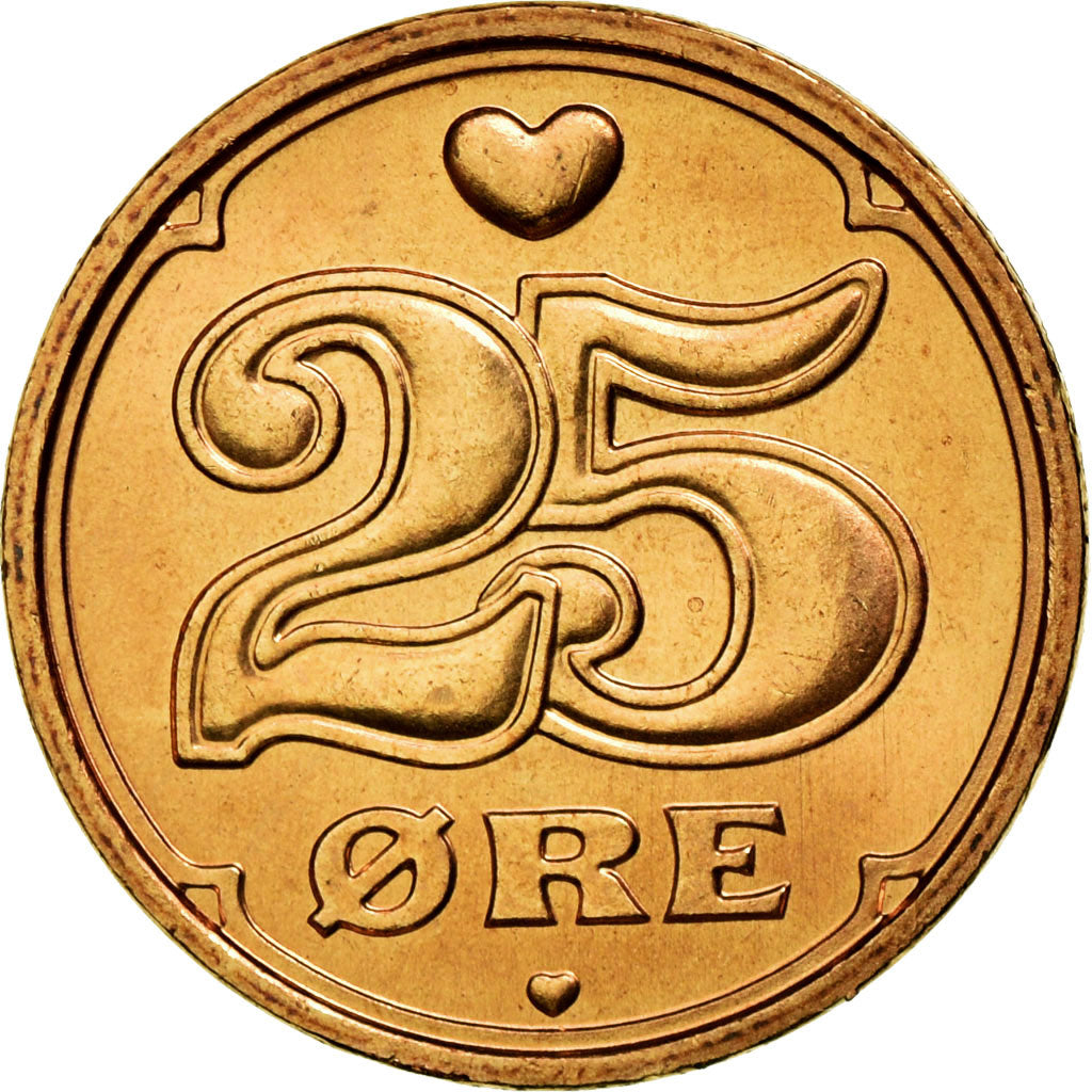 Coin, Denmark, Margrethe II, 25 Öre, 2007, Brondby, MS(63), Bronze, KM:868.2