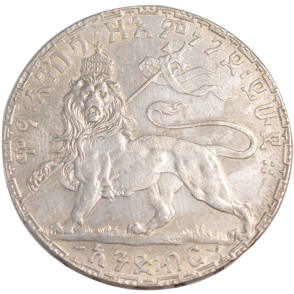 ETHIOPIA, Birr, 1902, KM #19, AU(50-53), Silver, 40, 28.12