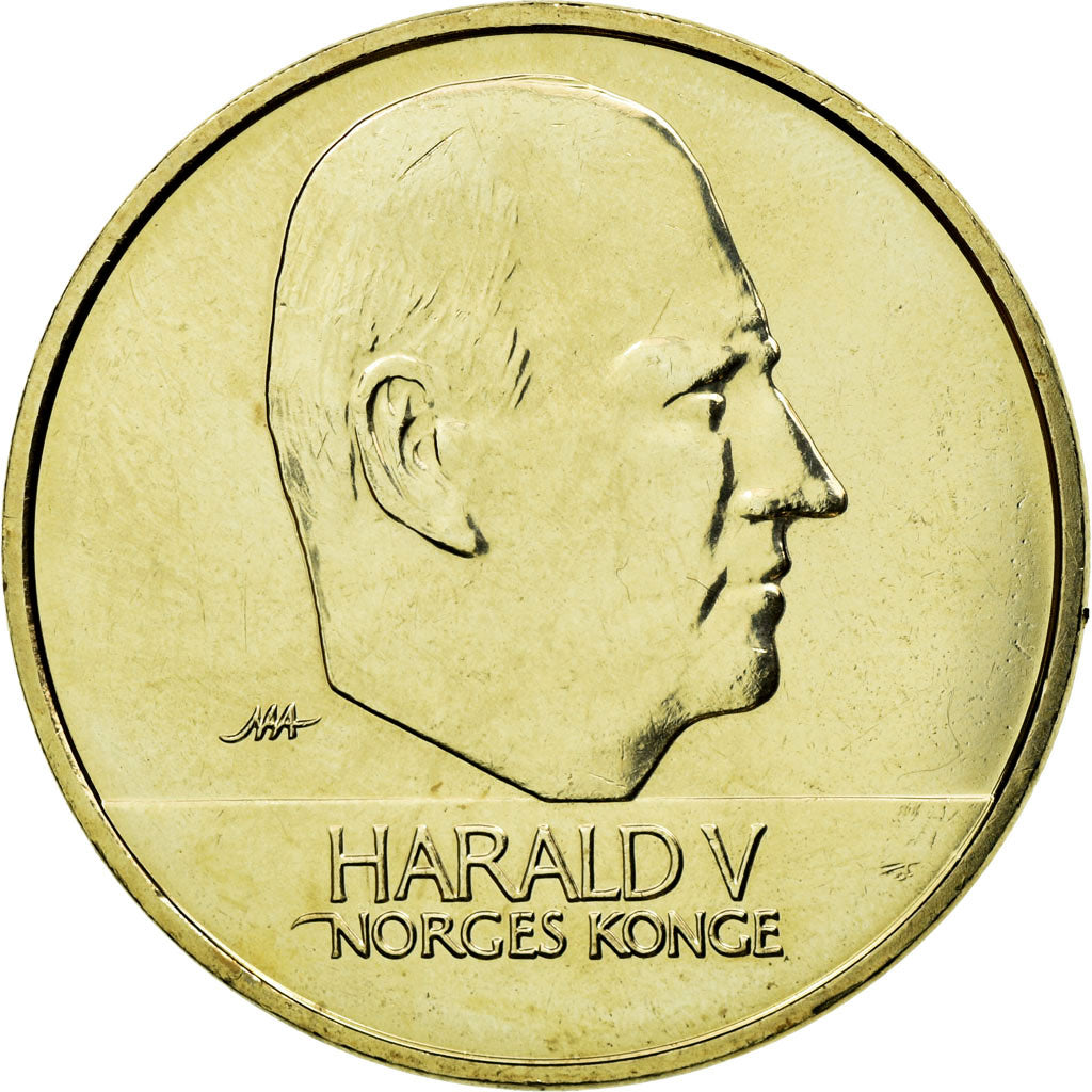 Moneta, Norwegia, Harald V, 20 Kroner, 2003, AU(50-53), Mosiądz niklowy, KM:453