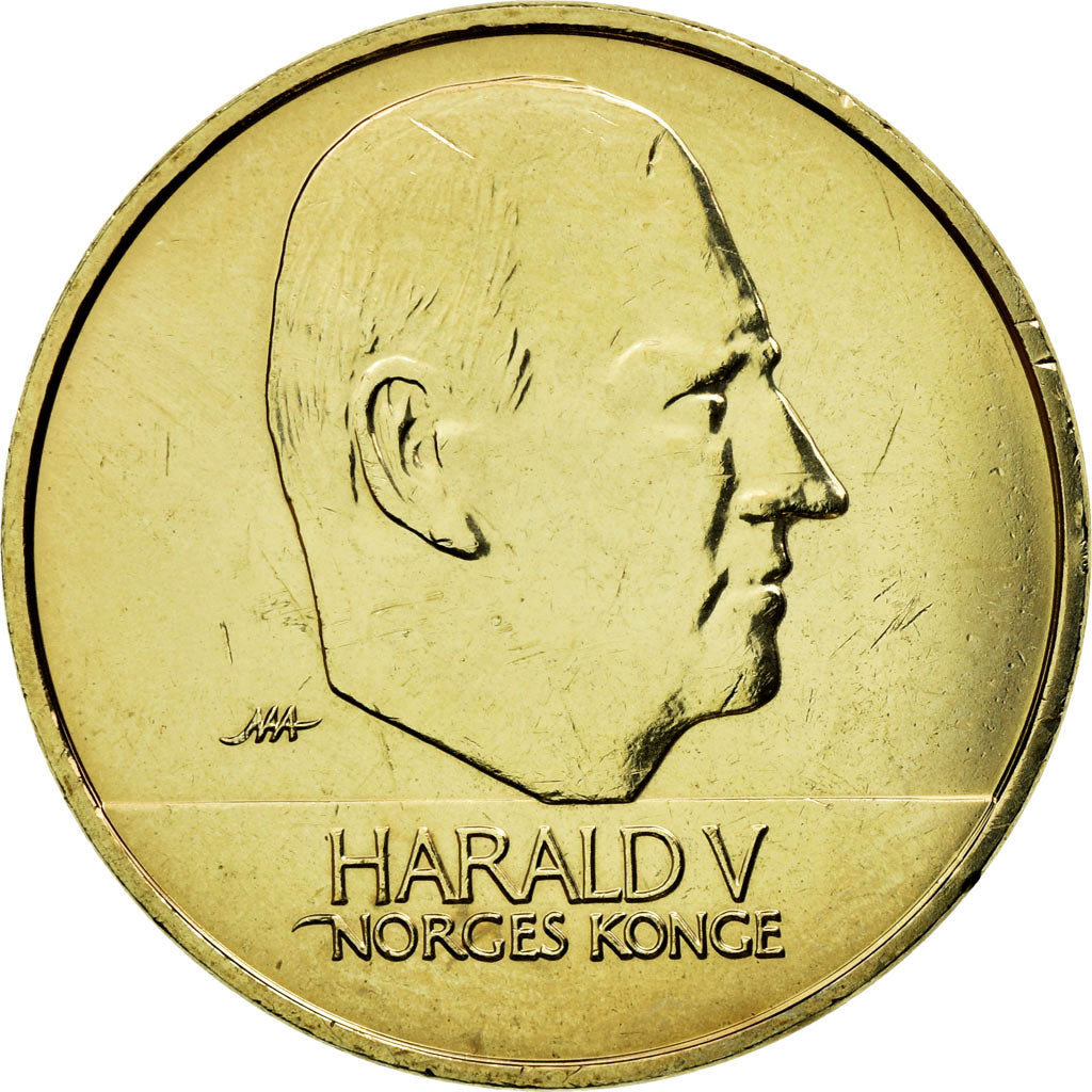 Coin, Norway, Harald V, 20 Kroner, 2003, AU(50-53), Nickel-brass, KM:453