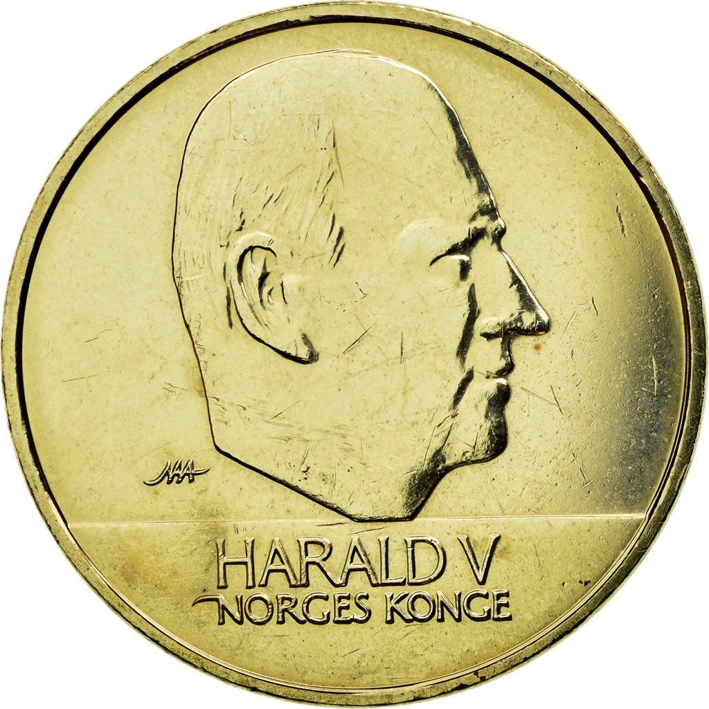 Coin, Norway, Harald V, 20 Kroner, 2003, AU(50-53), Nickel-brass, KM:453