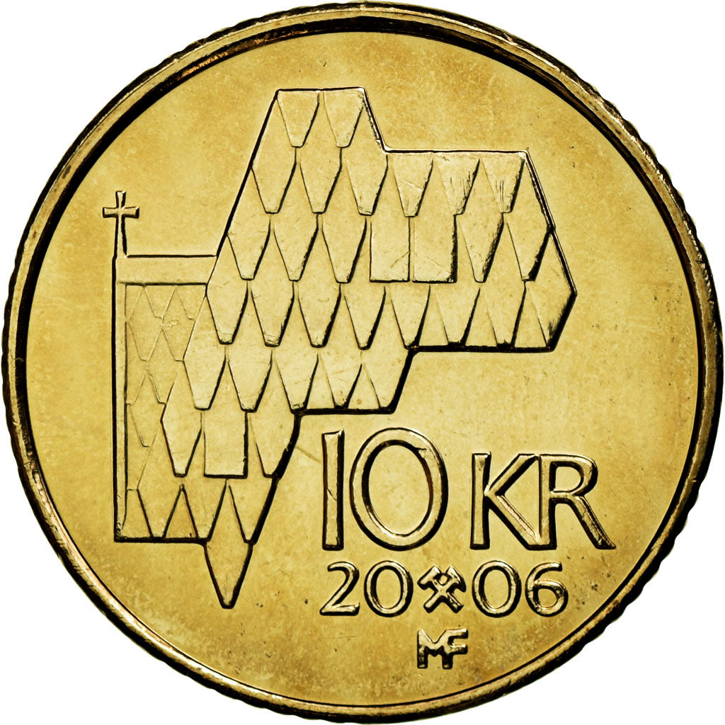 Coin, Norway, Harald V, 10 Kroner, 2006, MS(63), Nickel-brass, KM:457