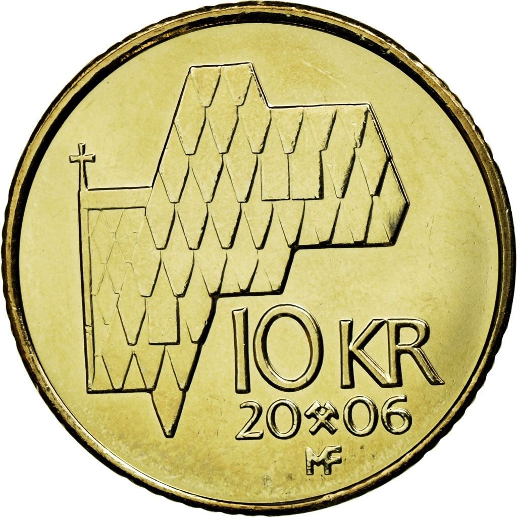 Coin, Norway, Harald V, 10 Kroner, 2006, MS(63), Nickel-brass, KM:457